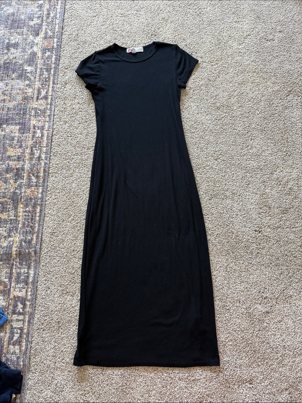Free People Black Short-Sleeve Midi Dress